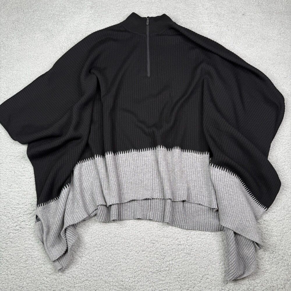 Lululemon‎ On The Go Poncho Womens Black Grey Merino Wool Sweater Half Zip Cape